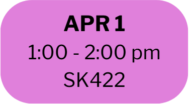 Apr 1
1:00 - 2:00 pm
SK422